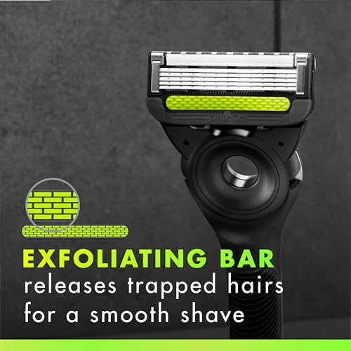 GilletteLabs with Exfoliating Bar by Gillette Razor for Men - 1 Handle, 4 Razor Blade Refills, Holiday Gifts for Men, Includes Premium Magnetic Stand