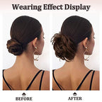 RUWISS Claw Clip Messy Bun Hair Piece Real Human Hair Buns Wavy Curly Chignon Hair Bun Extensions Tousled Updo Hair Buns Claw Clip Ponytail for Women (Black mix Gray and Platinum Blonde Tips)
