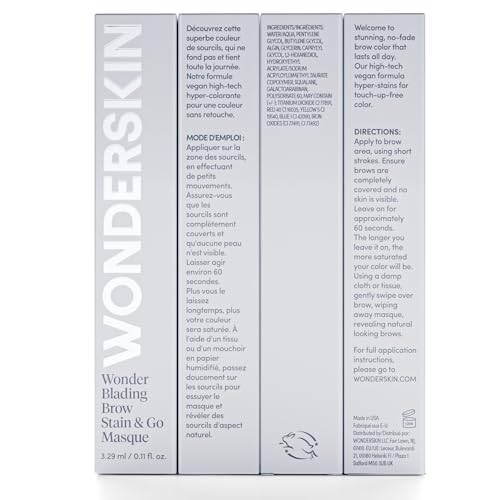 Wonderskin Eyebrow Tint - Wonder Blading Brow Stain & Go Masque, Long Lasting Brow Tint, Transfer Proof and Smudge Proof Eyebrow Stain (Blonde)