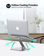 Foldable Laptop Stand, Height Adjustable Ergonomic Computer Stand for Desk, Aluminum Portable Laptop Riser Holder Mount Compatible with MacBook Pro Air, HP, Dell 10-16"
