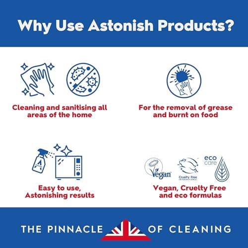 Astonish Apple Burst Household Cleaner - Shower Curtain, Shower Door, Bathroom Tiles - Hard Water Stains, Rust & Calcium Bathroom Cleaner - No Scrub, Cruelty Free Cleaning Supplies, 750ml Spray Bottle