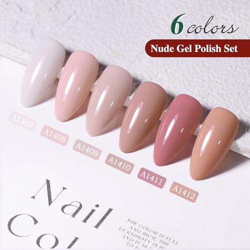 Double Rhythm Gel Nail Polish Set of 6 Colors Baby Light Pastel Milky Nail Polish Starter Kit Art DIY Salon Home (Natural Neutral Nude Pink,Kit 28)