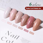 Double Rhythm Gel Nail Polish Set of 6 Colors Baby Light Pastel Milky Nail Polish Starter Kit Art DIY Salon Home (Natural Neutral Nude Pink,Kit 28)