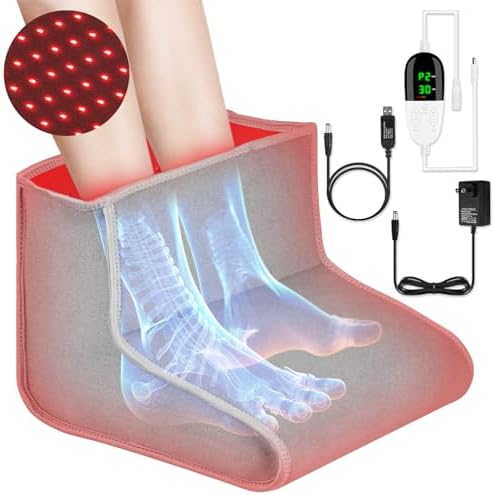 New Red Light Therapy for Feet, Dual Wavelength 160 LEDs for Foot Pain Relief, Adjustable Power and Time Controller.