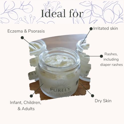 Purely Tallow Cream- Pasture-fed Beef Tallow- Mositurizer/Body Butter- Herbal Infused with Lavender & Chamomile (Unscented) - Dry Skin, Eczema, Psorasis, Infant-Safe -Organic (2 oz)