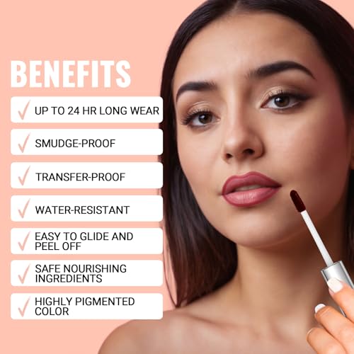 iMethod Lip Stain - Lip Liner Stain, Peel Off Lip Stain with Tweezer, Natural Long Lasting Lip Stain Peel Off, Waterproof, Easy to Use, Stay On All Day, Rose