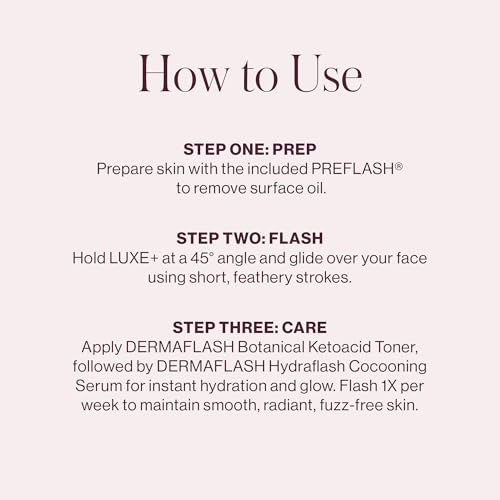 DERMAFLASH LUXE+ Device, Anti,Aging, Exfoliation, Hair Removal, and Dermaplaning Tool with Sonic Edge Technology and 4 Weeks of Treatment