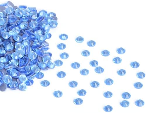 2880 Pieces SS10 Lt. Sapphire Hotfix Rhinestones Flatback Round Crystal Glass Rhinestones Gems for Crafts Nail Face Art Clothes Shoes Bags DIY