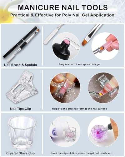 LOUINSTIC Polygel Slip Solution Liquid - 120ml Poly Nail Gel Slip Solutions Anti-stick Slip Solution for Polygels Nail colors