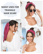AWAYTR 3Pcs Hair Bandanas Head Kerchief for Women Girls Tie-Back Boho Hair Scarf Headband Bandana Triangle Head Scarf (Polka Dot - Red/Black/Dark Blue)