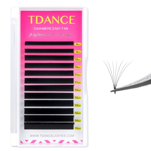 TDANCE Cashmere Easy Fan Lash Extensions 0.07mm C Curl Self Fanning Volume Lash Extensions 10mm Single Length Matte Black Lash Extensions(0.07-C,10mm)