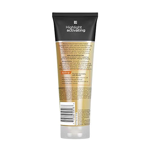 John Frieda Sheer Blonde Highlight Activating Conditioner, Brightening Conditioner for Blonde Hair, Maintains Moisture and Enhances Color with Avocado Oil, 8.45 Oz, Pack of 2