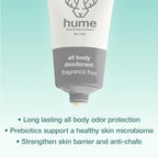 Hume Supernatural Invisible Whole Body Deodorant Balm - Full Body Protection - Aluminum Free, No Baking Soda - Anti-Chafing Odor Control - Clinically Tested on Sensitive Skin (Fragrance Free, 3-Pack)