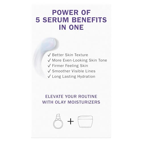 Olay Super Serum Trial Size 5-in-1 Lightweight Resurfacing Face Serum, 0.4 fl oz, Smoothing Skin Care Treatment with Niacinamide, Vitamin C, Collagen Peptide, Vitamin E, and AHA