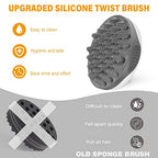 Silicone Hair Brush, Gray - Curly Hair Brush with Double-Sided Use, Different Sized Holes for Curling Afro and Short Hair, Non-Slip Twist Curl Comb for Men and Women, Travel Size