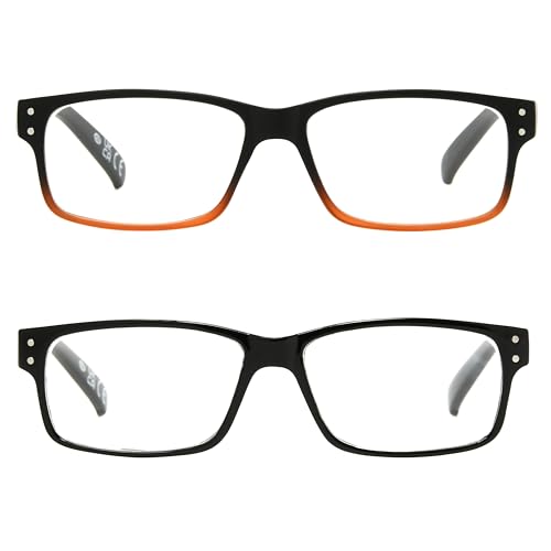 Foster Grant Men's Rowan 2-Pack Square Reading Glasses, Black- Brown Fade, Black, 37.5 mm, 1.5 Diopters
