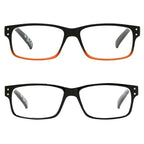 Foster Grant Men's Rowan 2-Pack Square Reading Glasses, Black- Brown Fade, Black, 37.5 mm, 1.5 Diopters