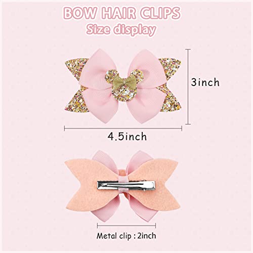 Ayesha 8pcs Mouse Ears Bow Clips for Toddler Girls Mouse Hair Bows Hair Clips Polka Dot Bows for Birthday Parties Themed Parks
