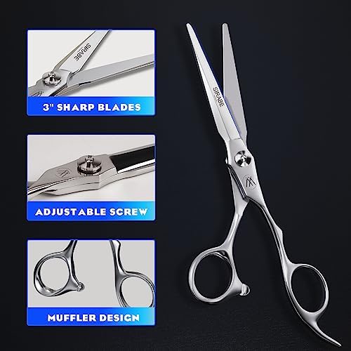 Sirabe Professional Hair Scissors Shears, 6.5" Extremely Sharp Blades, Hair Cutting Scissors Barber Kit Haircut Scissors, for Home Salon Hairdressing