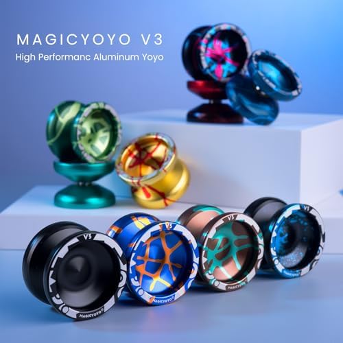 MAGICYOYO V3 Responsive Yoyo Professional Dual Purpose Metal Yoyo for Kids Beginners & Adults, Includes Replacement Bearing, 12 Strings, Removal Tool, Axle, & Case (Brown Green)