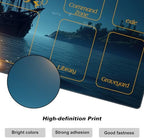 DEGDFSGR for MTG Playmat with Zones 24 x 14 inches for TCG Playmats Non-Slip Rubber Base Commander Play Mat for Card Play mat Iorcana Trading Card Game, Moon Ship Blue Sea