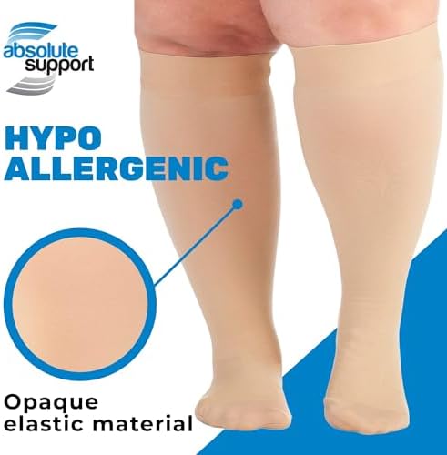 ABSOLUTE SUPPORT (3 Pairs) Plus Size Compression Socks for Women and Men Circulation 20-30mmHg - Graduated Support Knee High for Swelling, Achilles Tendon, Thrombosis - Beige, 7X-Large - A501BE10-3