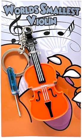 MunnyGrubbers - Original World's Smallest Violin Toy Keychain With Playable Sad Music - Tiny Mini Violin Keychain with Sound