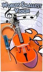 MunnyGrubbers - Original World's Smallest Violin Toy Keychain With Playable Sad Music - Tiny Mini Violin Keychain with Sound