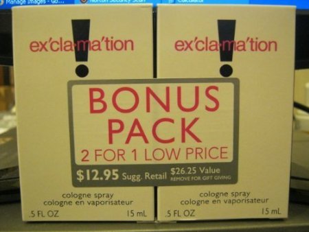 Exclamation Cologne Spray By Coty .5 Fl Oz Bonus Pack - 2 Bottles