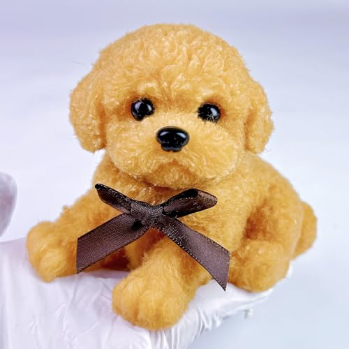 Handmade Big Taba Squishy Dog Toy, Taba Squishy Teddy Dog Toy, Cute Squishy Poodle,Realistic Puppy Toy, Silicone Mochi Fidget Pup, Stress Relief Gift for Adults & Kids (Brown - XL)