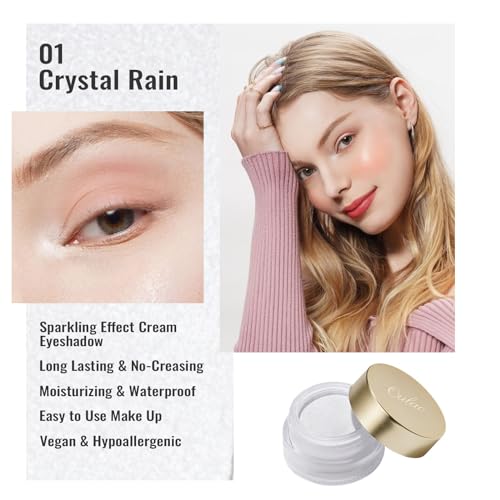 Oulac 3PCS White Eyeshadow Makeup Set-White Cream Eye Shadow-White Eye Pencil-White Liquid Glitter Eyeshadow, Waterproof &Long Lasting Brightener Highlighter Eyeliner Crayon Make up