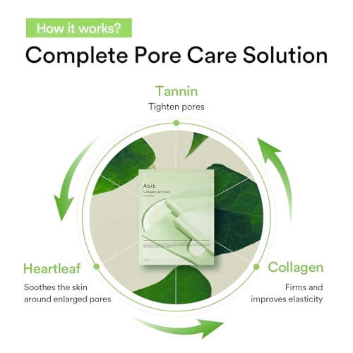 Abib Collagen Gel Mask Heartleaf Jelly 10 Sheets (Soothing) I Korean Vegan Collagen, Cooling Calming Hyaluronic Acid Hydrogel Face Mask Skin Care
