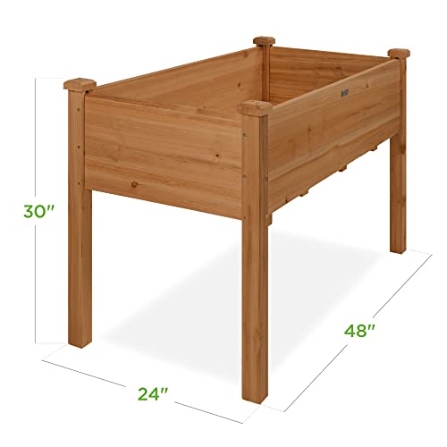 Best Choice Products 48x24x30in Raised Garden Bed, Elevated Wood Planter Box Stand for Backyard, Patio, Balcony w/Bed Liner, 200lb Capacity - Acorn Brown