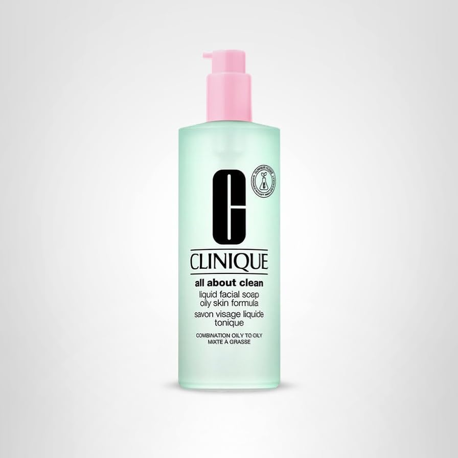 Clinique 3-Step All About Clean Liquid Facial Cleanser Soap | Face Wash For Oily Skin| Skin Type 4, 13.5 Fl Oz