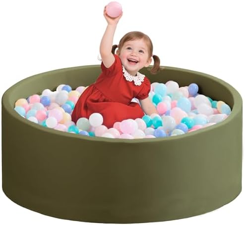 Ball Pit for Toddlers 35.43''x11.81 Baby Ball Pits Soft Memory Foam Ball Pit Round Kids Ball Pit Indoor Game Kids Play Ball Pool Ideal Gift for Girls and Boys (Sage Green, NO Balls)
