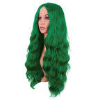 MapofBeauty 28 Inch/70 cm Long Wavy Middle Part with No Bangs Synthetic Fiber Curly Fashion Women Party Cosplay Wig (Grass Green)