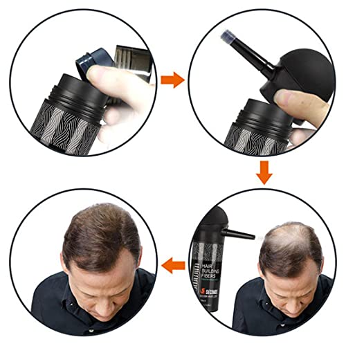 gowwim Hair Thickening Fibers 2-in-1 Kit Keratin Building Fibers, Spray Applicator & Hold Spray - Instantly Volumize Sparse Areas (Light brown)