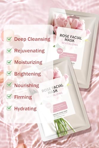 Face Masks Skincare, Christmas Gifts for Women, Facial Masks for Women Skin Care, Beauty Rose Sheet Masks, Bulk Face Mask Skin Care, Beauty Masks Gifts, Hydrating Face Masks, Facial Masks 10 Sheets
