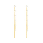 SLUYNZ Solid 925 Sterling Silver Simulated Shell Pearl Dangle Earrings Chain for Women Teen Girls Elegant Long Dangle Earrings Tassel Wedding Earrings Bridal (B-Gold Plated)