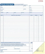 Adams Auto Repair Estimate Book, 2-Part, Carbonless, White/Canary, 8-3/8 x 10-11/16 Inches, 50 Sets per Book (D8104)