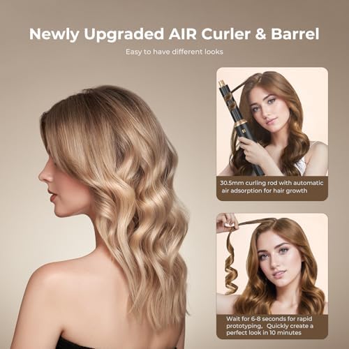 Blow Dryer Brush, 5 in 1 Upgrade Hair Dryer Brush Air Curler Air Curling Wrap Styler, Detachable Hot Air Brush Negative Ion Curling Brush Iron, Hair Styling Tools for Drying Curling Straightening