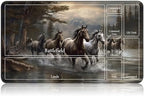 for MTG Game Playmat, for Magic TCG Rubber Play mat,Tabletop Card Playmats with Smooth Surface,Trading Card Inked Game Mat with New Zones,Battle Game,Horses in River