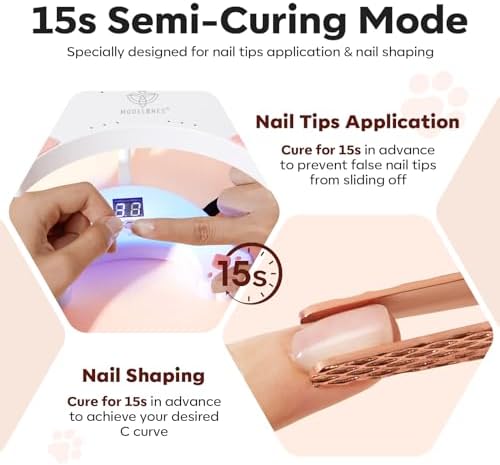 Modelones UV LED Nail Lamp, Gooseneck UV Lamp for Gel x Nails, 48 W Nail Light for Gel Nail Polish with 3 Timers and LCD Display, UV Light for Gel Nails, LED Nail Lamp for Fast Curing
