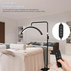 Eyelash Lamp - Dimmable LED Floor Lamp Lash Light for Eyelash Extensions, Salon SPA, Esthetician, Tattoo Artists - Rotating Half-Moon Head, Shadowless Lighting, Adjustable Brightness (Classic Black)