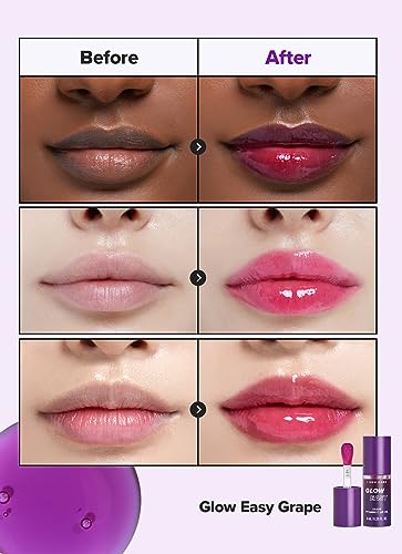 I DEW CARE Lip Gloss - Glow Easy Grape | Jojoba Seed Oil, Vitamin C, Pigmented Glossy Stain, Hydrating, Korean Makeup, Pink Color, Moisturizing, Nourishing Crystal Glass Clear, 0.20 FL Oz