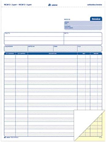 Adams Invoice Unit Set, 8.5 x 11.44 Inch, 2-Part, Carbonless, 100-Pack, White and Canary (NC2812)