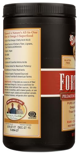 Barlean's Forti-Flax Organic Flaxseed, Ground Whole Raw Seeds, Omega-3 Supplement with Lignans and Dietary Fiber, Bulk Ground Flax Seed, 16 oz, 2 Pack