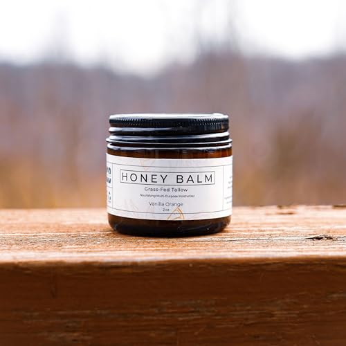 Tallow and Honey Balm, Handmade, Organic Body Butter, Grass-Fed Beef Tallow for Skin, All-Natural Moisturizer - 2 oz (Vanilla Orange)