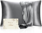 Yanibest Satin Pillowcase, Silk Pillow Cases for Hair and Skin with Zipper, Standard Pillow Cases Set of 2 for 20"x26", Exquisite Packaging for Women Men