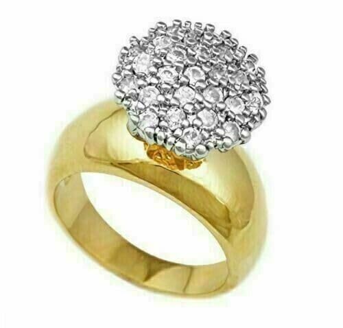 Drizzle Jewels 2Ct Round Cut Lab Created White Diamond Sterling Silver 925 Flower Cluster Ring 14K Yellow Gold Finish (Yellow, 7.5)